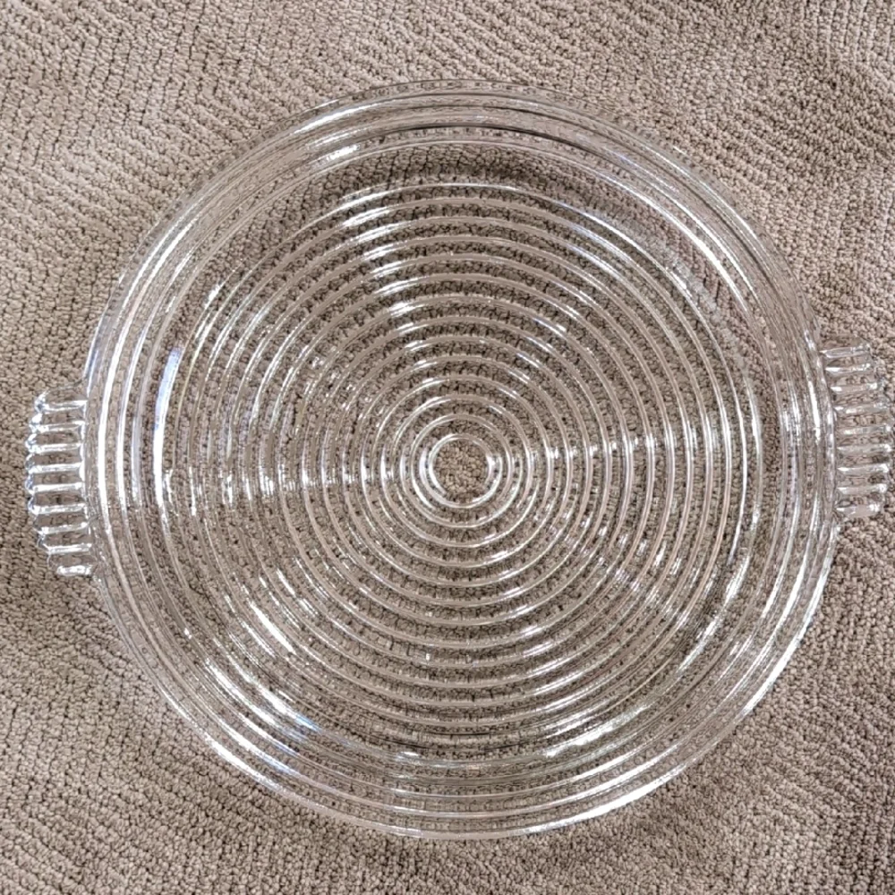 Vintage 1930's Anchor Hocking Manhattan Art Deco Round Serving Platter Dish 14